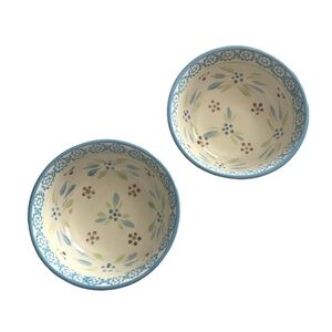 Temp-tations Old World Turquoise Blue set of 2 soup cereal bowls. 16 ounce